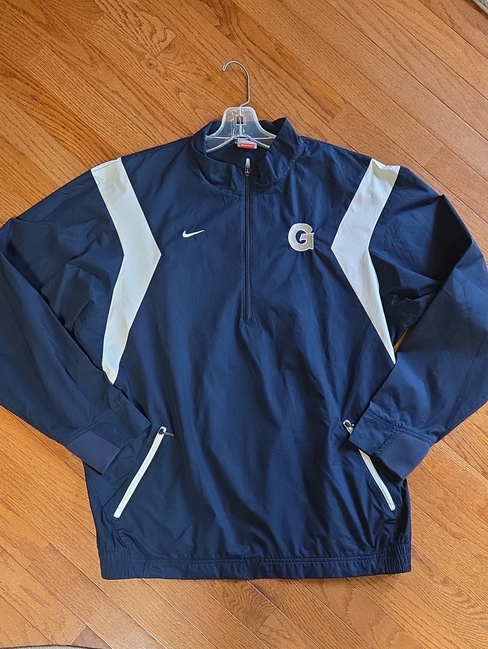 Nike Georgetown Hoyas Windbreaker Jacket Vintage Team 1/4 Zip Navy L
